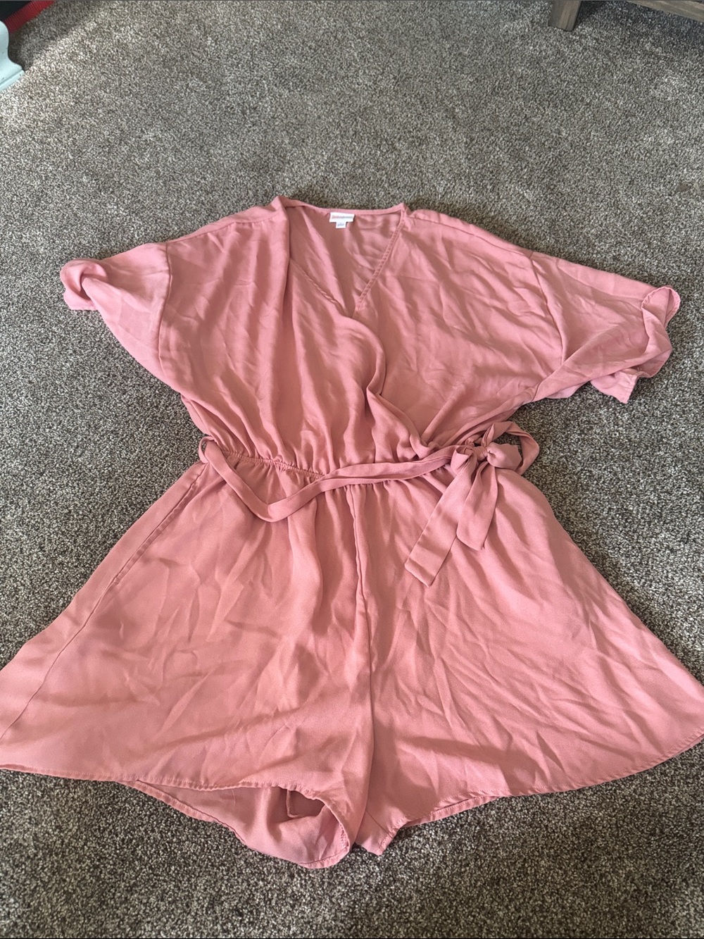 LuLaRoe Dusty Rose V-Neck Tie-Waist Romper